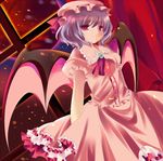  bad_id bad_pixiv_id bat_wings hat kinoko purple_hair red_eyes remilia_scarlet solo touhou wings 