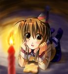  brown_eyes brown_hair candle clannad hat hikarizaka_private_high_school_uniform ibuki_fuuko otoki_raku school_uniform solo starfish 