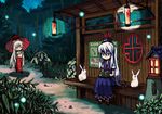  bamboo bamboo_forest book bunny chibi fireflies forest fujiwara_no_mokou jiageya_(atojian_keikaku) kamishirasawa_keine lantern multiple_girls nature night oriental_umbrella reading sitting touhou umbrella 