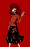  arcueid_brunestud bad_id bad_pixiv_id blood helping-hand long_skirt monochrome red red_background skirt solo sweater tongue tsukihime warcueid 
