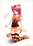  animal_ears bell cat_ears copyright_request jingle_bell maria_menshikova ribbon solo tail thighhighs 