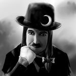  bad_id bad_pixiv_id charlie_chaplin cosplay facial_hair greyscale hat lowres male_focus monochrome mustache parody patchouli_knowledge patchouli_knowledge_(cosplay) solo touhou tsuyuki_(yukitgraph) what 