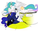  anthrofied arm_behind_head avante92 bed big_breasts big_butt blue_fur blush breasts butt cuddling cutie_mark equine eyes_closed female friendship_is_magic fur grey_hair group hair hooves horn horse lying male mammal multi-colored_hair my_little_pony navel nipples nude on_back on_side original_character pegasus pillow pony princess princess_celestia_(mlp) princess_luna_(mlp) purple_eyes pussy royalty sheets sibling sisters sleeping white_fur winged_unicorn wings 