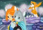  canine dust dust:_an_elysian_tail dust_(character) eye_contact female fidget fly flying ginger ginger_(elysian_tail) group love magic magic_user male mammal nimbat nucahfox paws tails video_games 