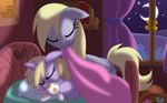  blonde_hair cub curtains cute derpy_hooves_(mlp) dinky_hooves_(mlp) duo equestria-prevails equine eyes_closed female feral friendship_is_magic fur grey_fur hair horn horse long_hair lying mammal moon my_little_pony night painting pegasus pillow pony short_hair smile stars toy toy_box trunk unicorn window wings young 