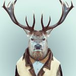  black_nose black_sclera blue_background brown_fur cervine clothed clothing deer fur looking_at_viewer male mammal plain_background simple_background solo stag yago_partal 