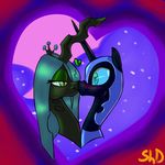  changeling equine female feral friendship_is_magic horn horse kissing mammal my_little_pony nightmare_moon_(mlp) pony queen_chrysalis_(mlp) shdingo winged_unicorn wings 
