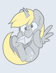  cute cutie_mark derp_eyes derpy_hooves_(mlp) equine female feral friendship_is_magic fur grey_fur hair horn letter looking_at_viewer mammal my_little_pony pixel-prism plain_background smile solo winged_unicorn wings 
