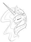  equine eyes_closed female feral friendship_is_magic horn horse mammal monochrome my_little_pony plain_background pony princess princess_celestia_(mlp) royalty smile tiara white_background winged_unicorn wings zev 