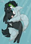  anthro black_hair breasts couple cum duo equine eyes_open female fin fish friendship_is_magic green_hair hair horse human_feet kissing kloudmutt lesbian licking mammal marine my_little_pony nilapony nipples nude oral tongue underwater vixys water 