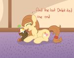  absurd_res brown_fur brown_hair button&#039;s_mom button's_mom button_mash_(mlp) conejiss cutie_mark dalek dialog duo english_text equine feral fur hair hat hi_res horse inside lying male mammal mother my_little_pony original_character parent pony propeller_hat sitting son text two_tone_hair 