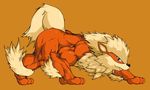  3_toes arcanine biceps big_muscles canine fangs feral fur looking_at_viewer male mammal muscles nintendo orange_fur pecs pok&#233;mon pok&eacute;mon pose solo video_games waddledox 