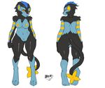 anthrofied avante92 breasts butt digitigrade female looking_at_viewer looking_back luxray multiple_poses nintendo nipples nude plain_background pok&#233;mon pok&#233;morph pok&eacute;mon pussy red_sclera solo video_games white_background wide_hips yellow_eyes 