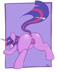  anus butt equine female feral friendship_is_magic fur hair horn horse mammal miketheuser multi-colored_hair my_little_pony pony purple_eyes purple_fur pussy simple_background solo twilight_sparkle_(mlp) unicorn 