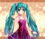  aqua_eyes aqua_hair choker dress ginko_(konekonoshippo) hatsune_miku long_hair nail_polish scrunchie solo twintails very_long_hair vocaloid 