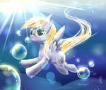  aquagalaxy blonde_hair bubble bubbles cute cutie_mark derpy_hooves_(mlp) equine female feral friendship_is_magic fur grey_fur hair horse long_hair mammal my_little_pony pegasus pony smile solo sunlight swimming tongue tongue_out underwater water wings yellow_eyes 