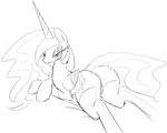  butt cutie_mark equine eyeshadow female feral friendship_is_magic hair horn horse legwear looking_at_viewer lying makeup mammal monochrome my_little_pony on_stomach panties presenting presenting_hindquarters princess_celestia_(mlp) solo stockings thong underwear winged_unicorn wings zev 