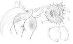  anthrofied bent_over breasts butt cutie_mark equine female fluttershy_(mlp) friendship_is_magic hiding horse leaves mammal monochrome my_little_pony nipples obvious pegasus pony pussy wings zev 