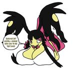  big_breasts breasts driflewd english_text female huge_breasts mawile mega_evolution mega_mawile nintendo oblivious pok&#233;mon pok&eacute;mon schoolgirl text video_games 