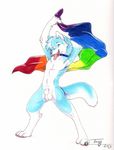  anthro balls blue_fur canine collar colorful dog fur husky male mammal rainbow sheath super_gay tassy tongue tongue_out 
