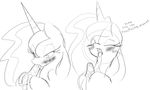  black_and_white blush drooling equine female feral friendship_is_magic fruit horn mammal monochrome my_little_pony princess_luna_(mlp) saliva solo suggestive suggestive_food winged_unicorn wings zev 