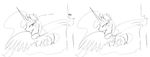  butt cutie_mark dialog equine feral friendship_is_magic horn horse human looking_back looking_down mammal monochrome my_little_pony open_mouth pony presenting princess princess_celestia_(mlp) royalty smile text tiara winged_unicorn wings zev 