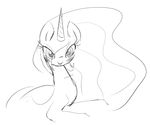  equine female feral friendship_is_magic horn horse looking_at_viewer lying mammal monochrome my_little_pony on_stomach pony princess_celestia_(mlp) sketch smile winged_unicorn wings zev 