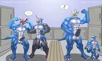  abs angry anthro balls barbs biceps big_muscles big_penis black_penis black_skin blue_eyes blue_skin blush claws cum cum_string digimon dragon dripping erection fangs flamedramon flexing gay grey_skin grin group helmet horn leaking lighdramon magnamon male mask muscles nude paws pecs penis pose precum presenting raidramon reclamon red_eyes reptile scales scalie sheath size_difference slit smile standing teeth toe_claws toned veemon vein young 