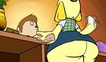  animal_crossing anthro butt canine clothing female isabelle_(animal_crossing) male mammal nintendo video_games villager_(animal_crossing) 