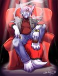  alcohol anthro beverage canine cigar clothing drinking fox fur hair lanthryn looking_at_viewer male mammal red_fox sitting smoking solo white_fur 