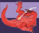  autofellatio cum cumshot dinosaur erection fellatio feral hologram_(artist) horn licking long_tongue lying male masturbation nude on_back oral oral_sex orgasm penis red_skin saliva scalie sex solo spread_legs spreading theropod tongue tongue_out 