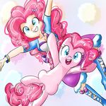 boots bow bracelet breasts clothed clothing cutie_mark dress duo equine female feral friendship_is_magic fur hair horse human humanized jewelry long_hair looking_at_viewer mammal mostachiosponch my_little_pony open_mouth pink_fur pink_hair pinkie_pie_(mlp) pony pose smile teeth tongue 