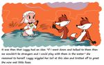  canine caprine chochi english_text female fox lake leggy_lamb male mammal sheep smile text water 