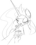  duo eating equine eyes_closed female feral food friendship_is_magic horn horse human mammal monochrome my_little_pony princess_celestia_(mlp) winged_unicorn wings zev 