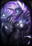  anthrofied big_breasts black_skin blue_eyes blue_skin breasts clothes_grab corruption cutie_mark equine female friendship_is_magic hair hand_on_hip horn horse looking_down looking_up mammal mirapony my_little_pony navel nightmare_rarity_(mlp) nipples nude pony princess_luna_(mlp) purple_hair pussy rarity_(mlp) shiny size_difference smile teeth tiara unicorn winged_unicorn wings 