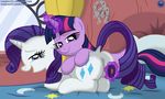  absurd_res bed blue_eyes cutie_mark duo english_text equine female feral friendship_is_magic fur hair hi_res horn insertion inside lesbian lying mammal my_little_pony on_front penetration purple_eyes purple_fur purple_hair rarity_(mlp) sex_toy template93 text twilight_sparkle_(mlp) unicorn vaginal vaginal_insertion vaginal_penetration white_fur 