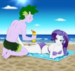  bikini blush butt clothing duo equestria_girls eyeshadow female friendship_is_magic human humanized makeup male mammal my_little_pony pia-sama rarity_(eg) sand sea seaside seductive smile spike_(eg) spike_(mlp) sunscreen sweat swimsuit tight_clothing towel water 