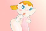  blue_eyes blush convenient_censorship female hiromun looking_away margie nintendo nude open_mouth solo standing towel video_games wide_hips 