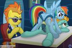  absurd_res amber_eyes anus blue_fur clothing cutie_mark dildo english_text equine eyewear female feral friendship_is_magic fur green_fur group hair hi_res horse inside lesbian lightning_dust_(mlp) mammal multi-colored_hair my_little_pony orange_hair pegasus penetration pony purple_eyes pussy rainbow_dash_(mlp) rainbow_hair sex_toy spitfire_(mlp) strapon sunglasses template93 text two_tone_hair vaginal vaginal_penetration watching wings wonderbolts_(mlp) yellow_fur 