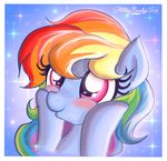  blush equine female feral friendship_is_magic hair horse mammal multi-colored_hair my_little_pony pony portrait purple_eyes rainbow_dash_(mlp) rainbow_hair solo sparkles willis96 