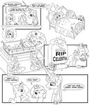  bed black_and_white brussel_sprouts coffin comic crown dead dialog dying eating english_text equine female feral flower flying friendship_is_magic ghost grave group hair halo harp horn horse lauren_faust_(character) mammal monochrome musical_instrument my_little_pony pony princess_celestia_(mlp) princess_luna_(mlp) sketchyjackie spirit text winged_unicorn wings young 