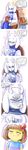  animal_ears artizluvsart blush book caprine cub dialog english_text eyes_closed eyewear female glare glasses goat horn mammal open_mouth paws protagonist_(undertale) ribbons smile text toriel undertale young 
