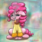  blue_eyes clothing draneas drugs english_text equine female feral friendship_is_magic fur hair horse looking_at_viewer mammal marijuana my_little_pony pink_fur pink_hair pinkie_pie_(mlp) pony sitting smoke smoking solo text 