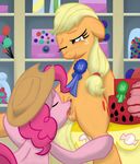  absurd_res applejack_(mlp) blonde_hair cake cowboy_hat cunnilingus cutie_mark duo equine female feral food freckles friendship_is_magic fur green_eyes hair hat hi_res horse inside lesbian mammal my_little_pony one_eye_closed oral oral_sex orange_fur pink_fur pink_hair pinkie_pie_(mlp) pony pussy sex template93 vaginal 