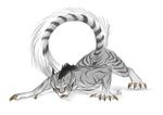  all_fours charr claws fangs feline female flat_chested guild_wars horn jackrow looking_at_viewer mammal multiple_ears nude plain_background sketch solo video_games yellow_eyes 