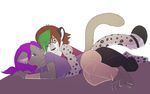  blue_eyes breasts casparr cuddling feline female hair leopard long_hair mammal mrilly multi_breast paws purple_hair snow_leopard snow_leopward 