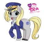  blonde_hair blue_eyes bottomless clothing cutie_mark equine female feral hair hat horse mammal my_little_pony necktie original_character pony shepherd0821 solo taiwan_railways_administration whistle 