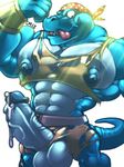  alligator anthro balls bandanna biceps big_balls big_muscles big_penis blue_skin bottomless clothing crocodile cum cursedmarked donkey_kong_(series) donkey_kong_country dripping erection flexing huge_penis humanoid_penis kremling krusha male muscles nintendo pecs penis reptile scalie solo tongue tongue_out torn_clothing vein video_games 