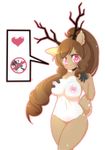  &lt;3 alpha_channel anthro antlers blush breast_grab breasts brown_fur brown_hair cervine deer female fur gun hair horn long_hair looking_at_viewer mammal nipples pink_eyes pink_nipples plain_background ponytail proofme puffy_nipples pussy ranged_weapon solo spots transparent_background weapon white_fur wide_hips 