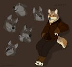  anthro brown_eyes canine claws clothed clothing expressions hindpaw hoodie jeremy looking_at_viewer male mammal pants paws sefeiren timber_wolf wolf 